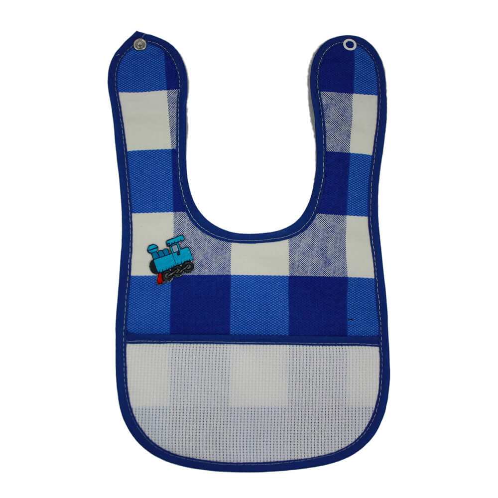 Bavetta FLIPPY in tessuto zephir cm.18x30 con bottone e tasca da ricamare+applicazione