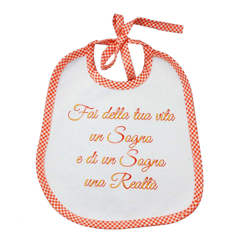 Bavaglino LE FRASI.. cm.20x24 con laccetti