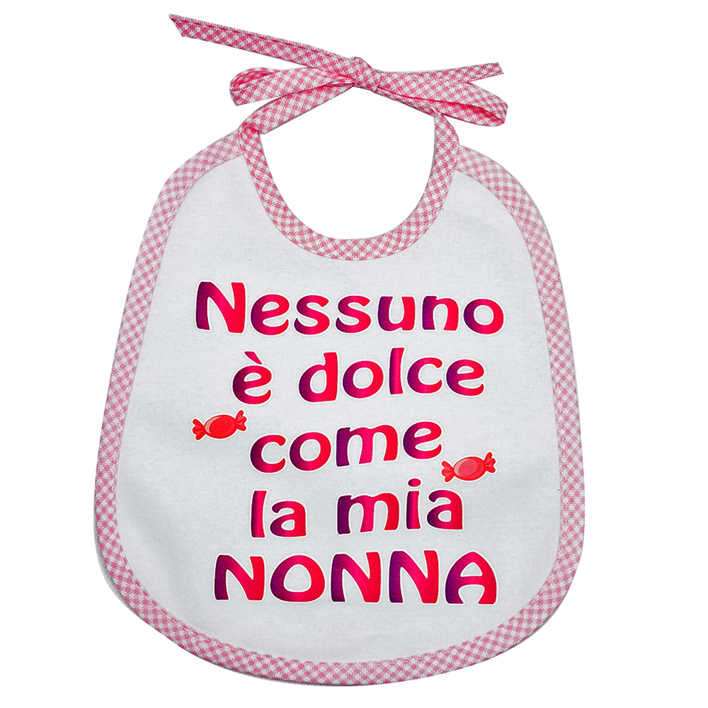 Bavaglino LE FRASI.. cm.20x24 con laccetti