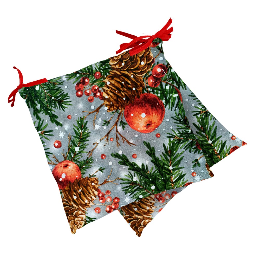 Confezione 2  cuscini trapuntino cm.40x40 CHRISTMAS  PIGNE–  Imbustati 