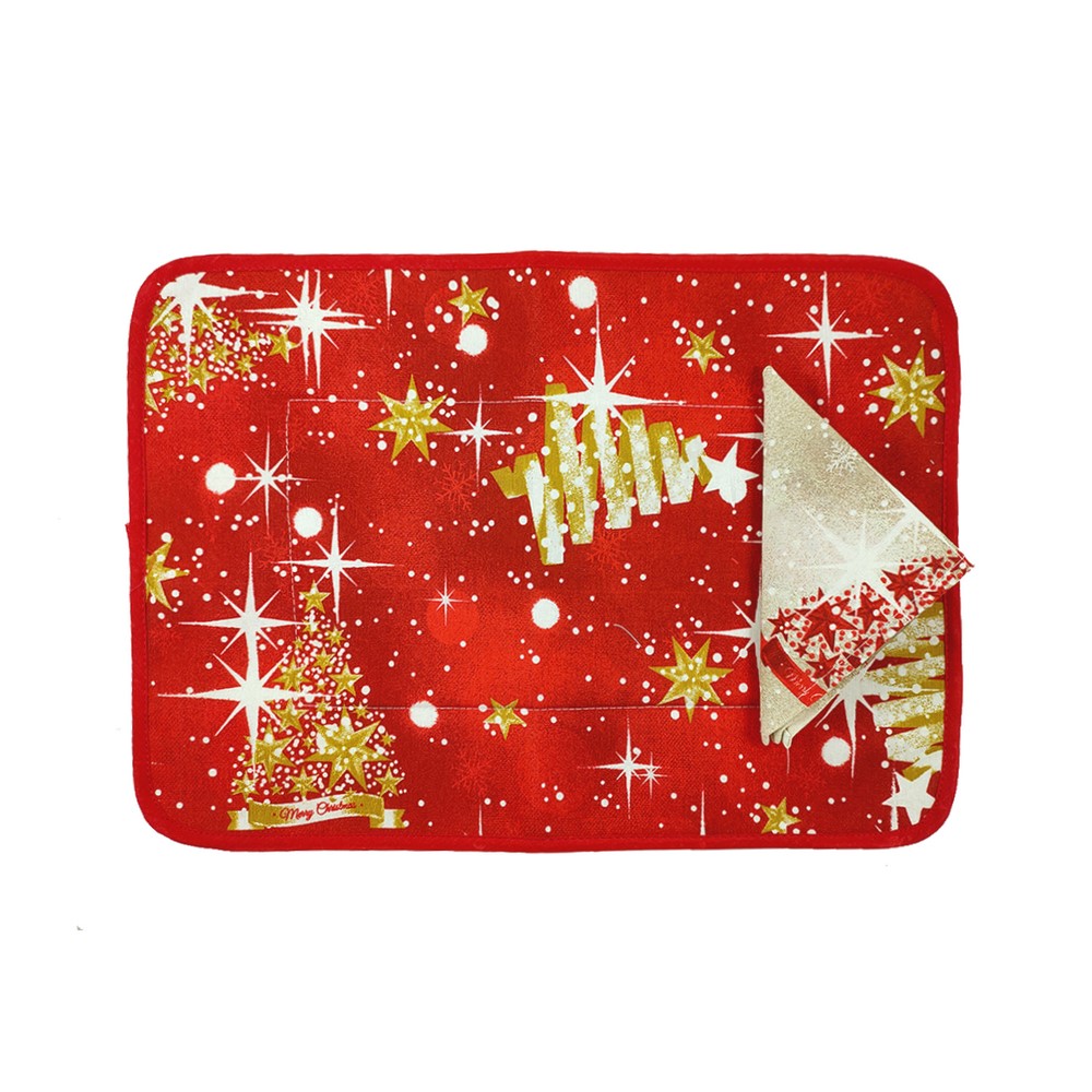 Set prima colazione CHRISTMAS ARBOL  :tovaglietta imbottita cm. 35x50+tov.lo cm. 30x30
