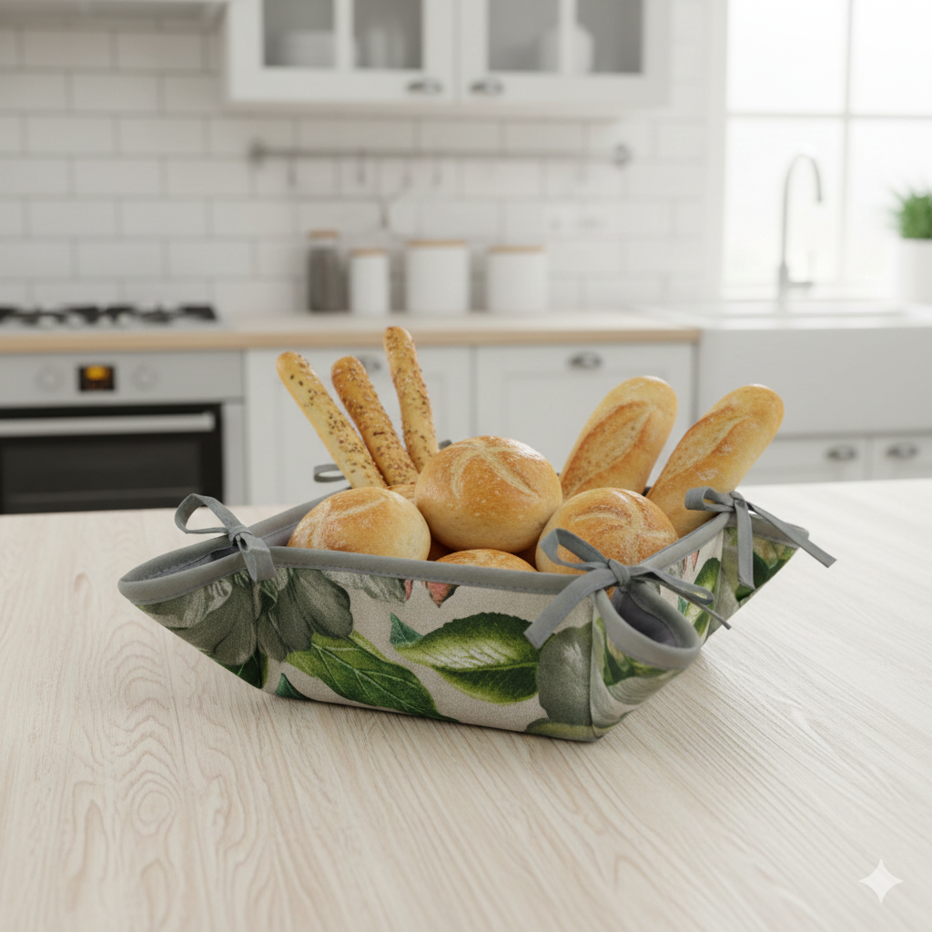 Portapane imbottito NATURA cm.20x20 con laccetti