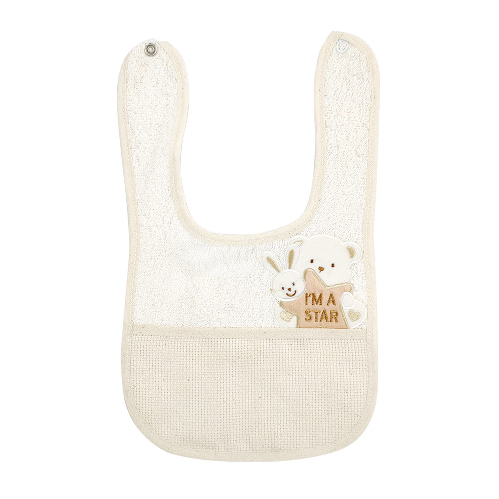 Bavetta I'M A STAR cm.18x30 con bottone  e  tasca da ricamare