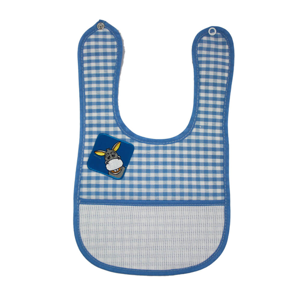 Bavetta FLIPPY in tessuto zephir cm.18x30 con bottone e tasca da ricamare+applicazione
