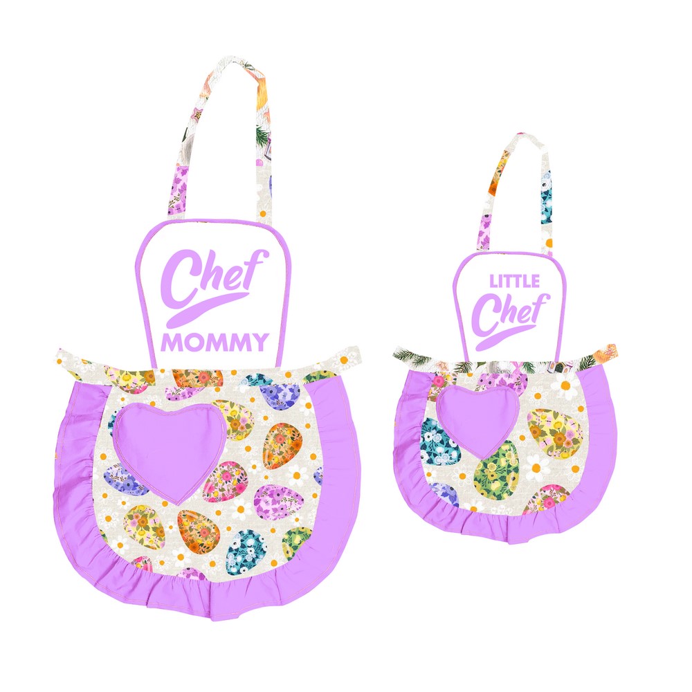 Coppia JOY Grembiulino baby + adulto con pettorina sublimatica stampata