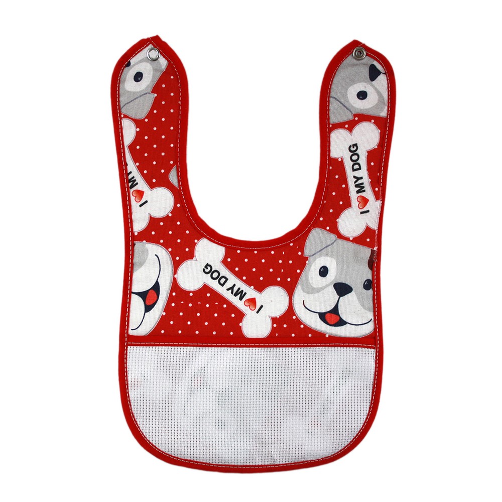 Bavaglino da ricamare RUFY cm. 18x30 con bottone