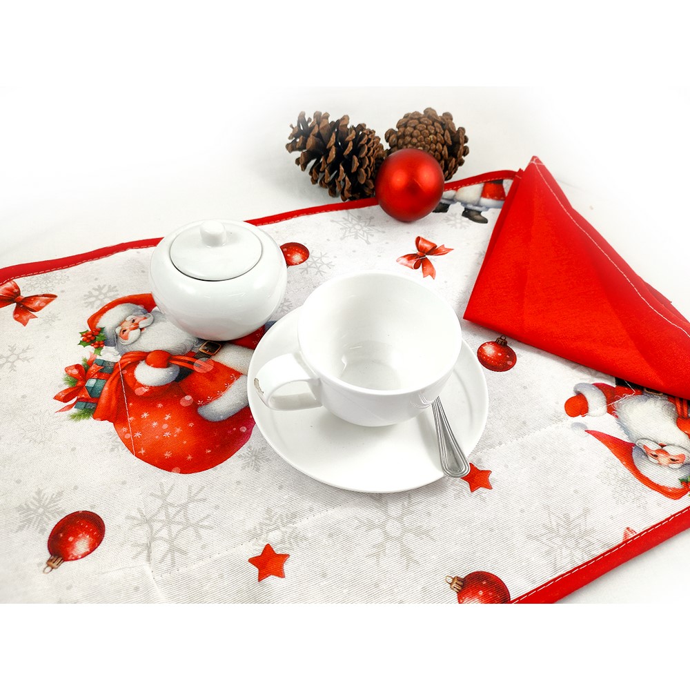 Set prima colazione SANTA CLAUS : tovaglietta imbottita cm. 35x50+tov.lo cm. 30x30