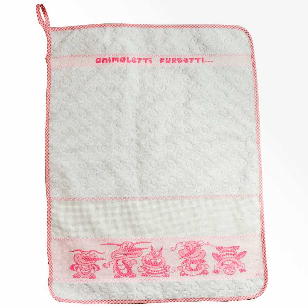 Asciugamano ANIMALETTI FURBETTI cm.40x55 in spugna con etamine da ricamare