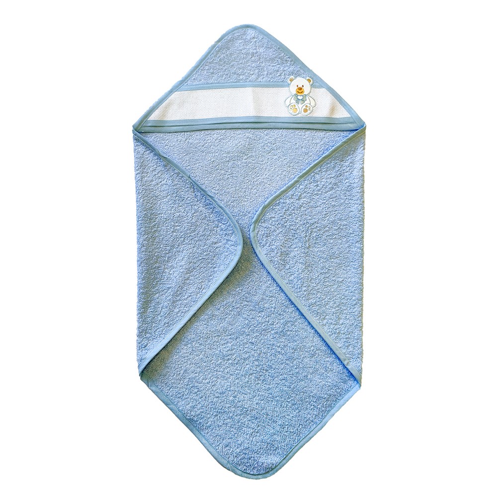 Accappatoio TIMMY cm. 60x60 in spugna idrofila con cappuccio e fascia in etamine