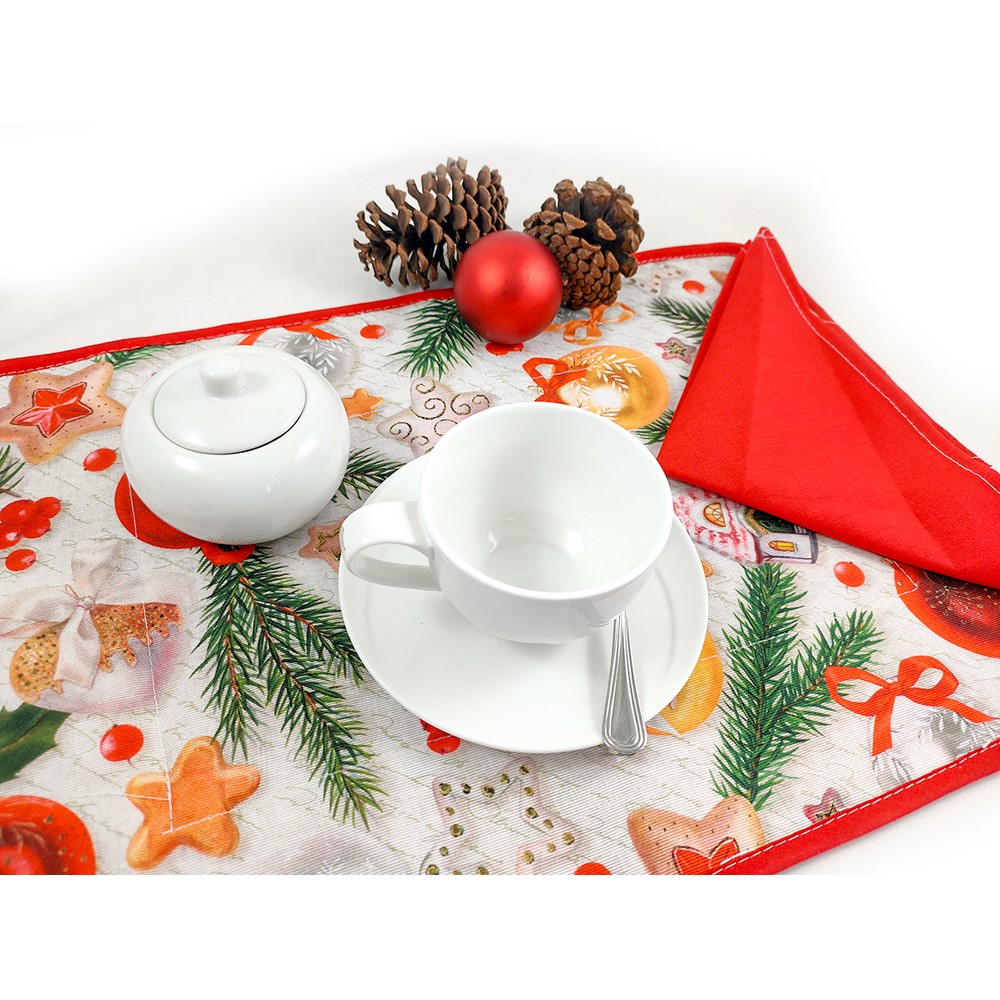 Set prima colazione CHRISTMAS MAGIC: tovaglietta imbottita cm. 35x50+tov.lo cm. 30x30