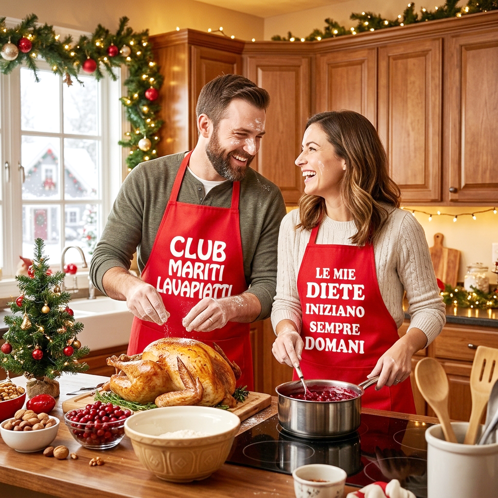 Grembiulone cucina Natale con scritte Spiritose