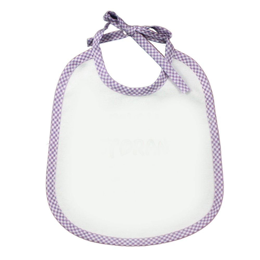 Bavaglino con laccetti mis.20x24 bianco con sbieco quadretti