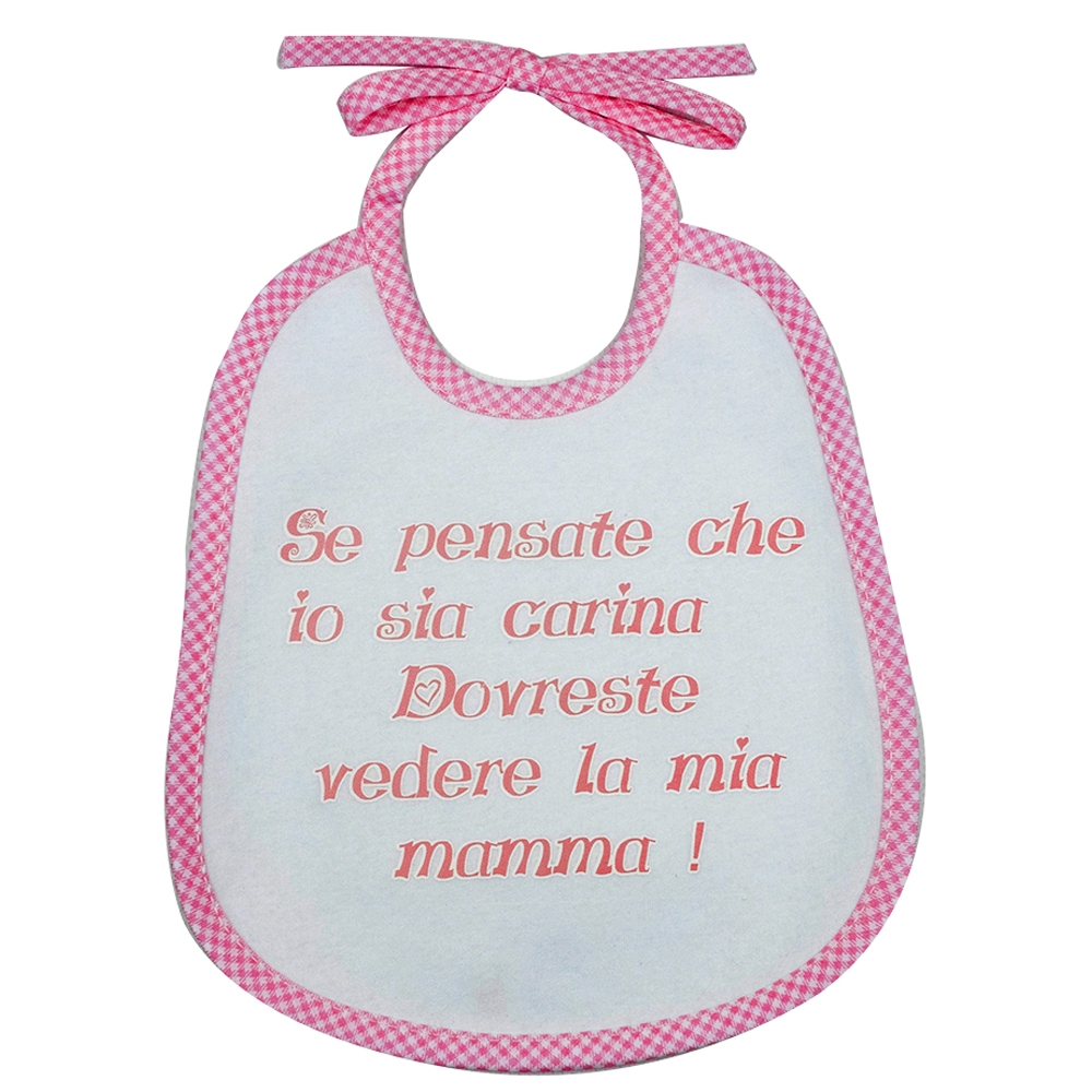 Bavaglino LE FRASI.. cm.20x24 con laccetti