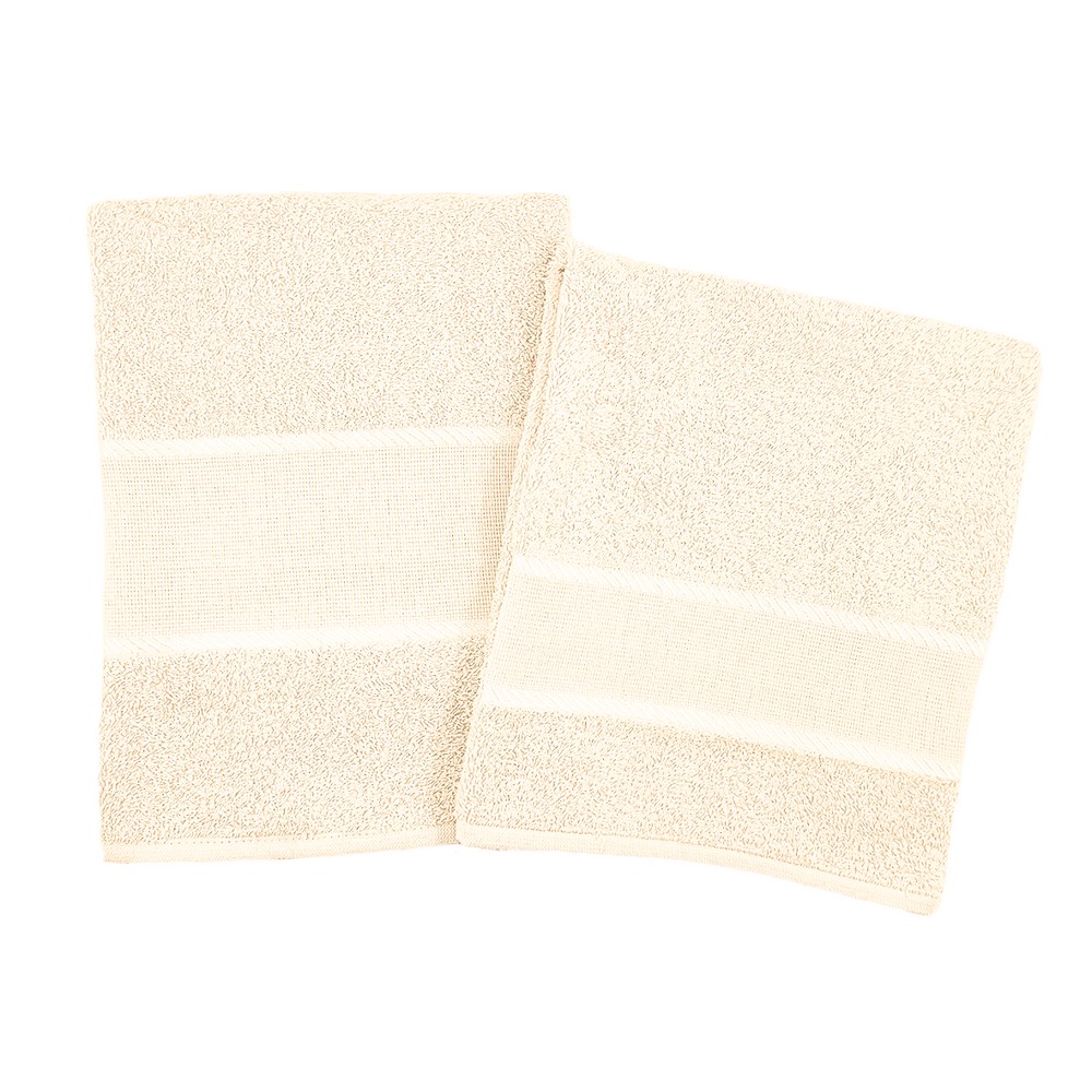 Coppietta spugna RICAMA TU:asciugamano+ospite con banda in etamine da ricamare