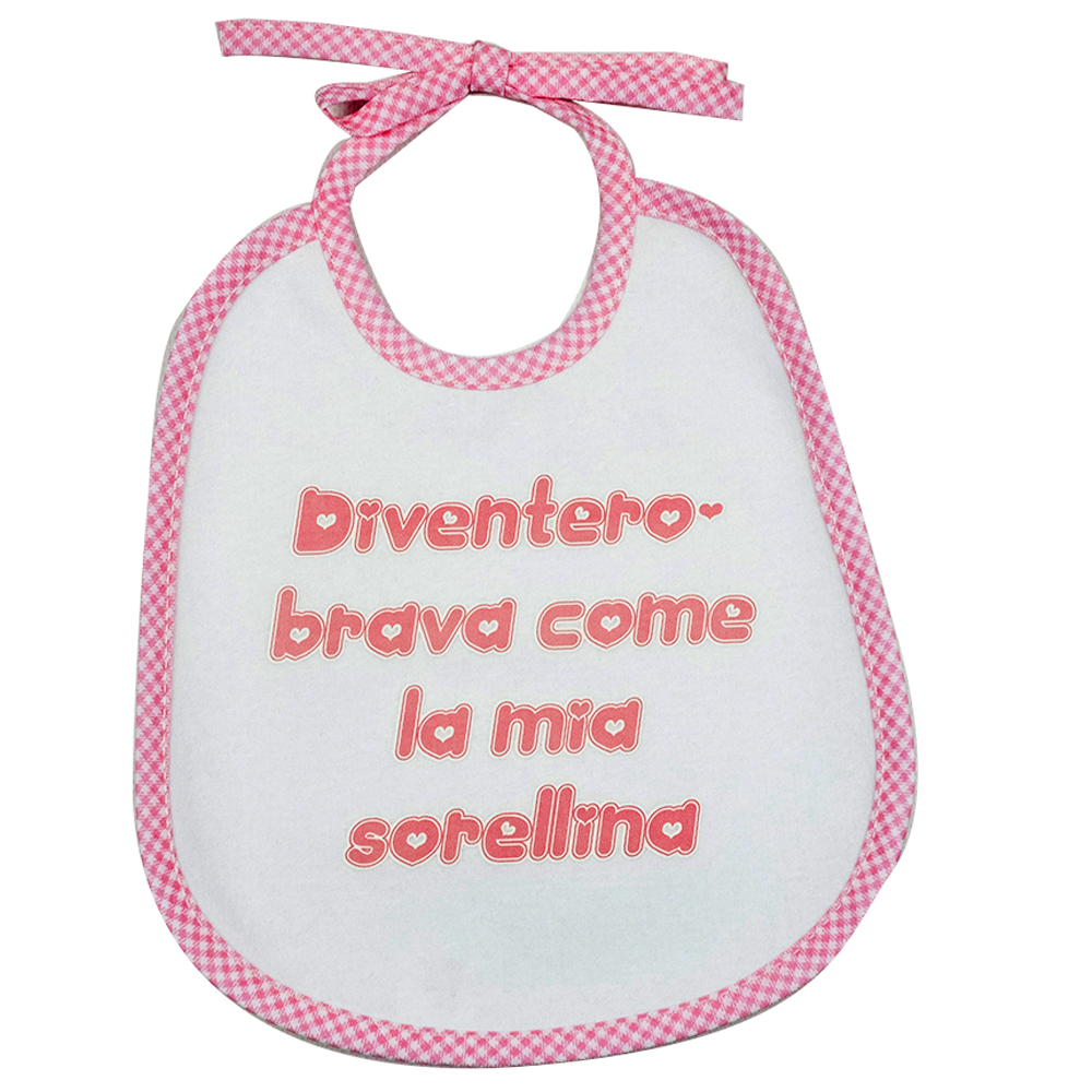 Bavaglino LE FRASI.. cm.20x24 con laccetti