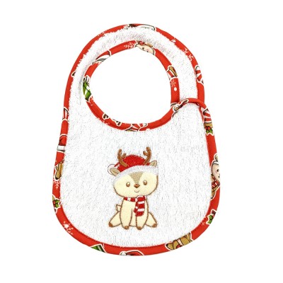 Bavaglino RUDOLPH cm.20x27 ricamato con chiusura con velcro