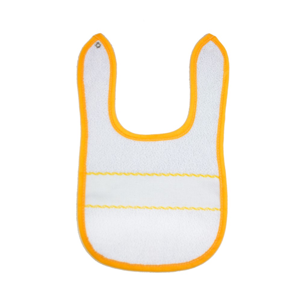 Bavetta AMILCARE cm. 18x30 con allacciatura con bottone in spugna con fascia da ricamare