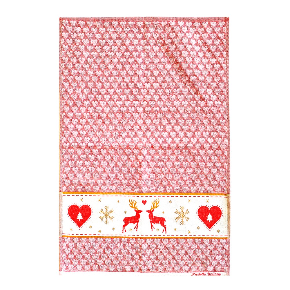 Strofinaccio  CERVI CON CUORE colore rosso