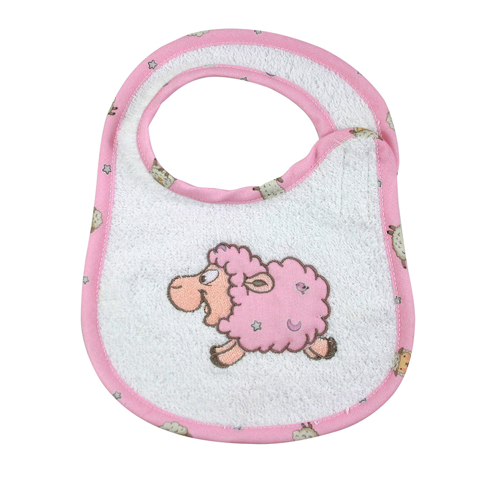 Bavaglino SWEET SHEEP cm.20x27 ricamato con velcro