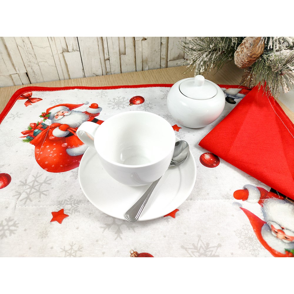 Set prima colazione SANTA CLAUS : tovaglietta imbottita cm. 35x50+tov.lo cm. 30x30