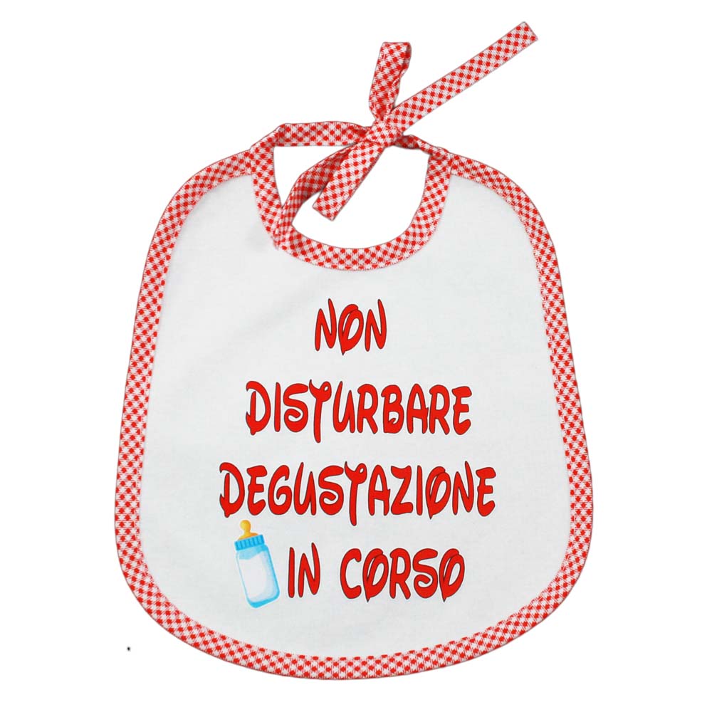 Bavaglino LE FRASI.. cm.20x24 con laccetti