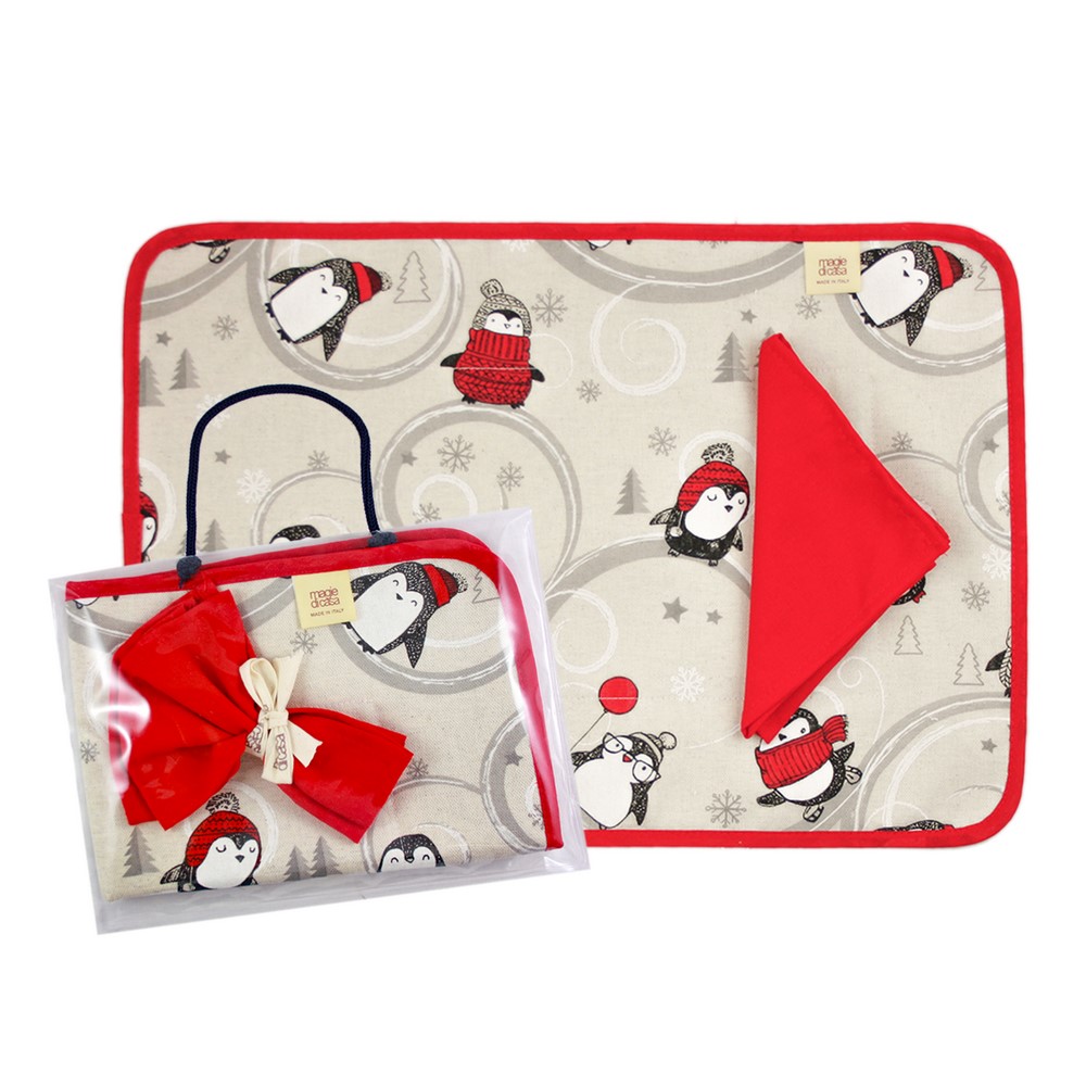 Set I colazione POLARIS:Tovaglietta imbottita cm.35x50+tovagliolo 30x30 in busta a valigetta