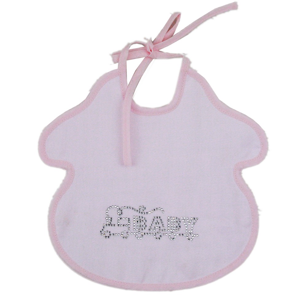 Bavaglino BABY cm.23x24 in piquet con laccetti e applic.strass