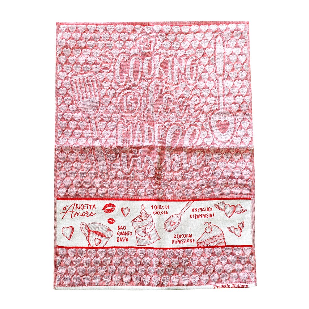 Strofinaccio RICETTE D'AMORE  cm.50x70 base colorata