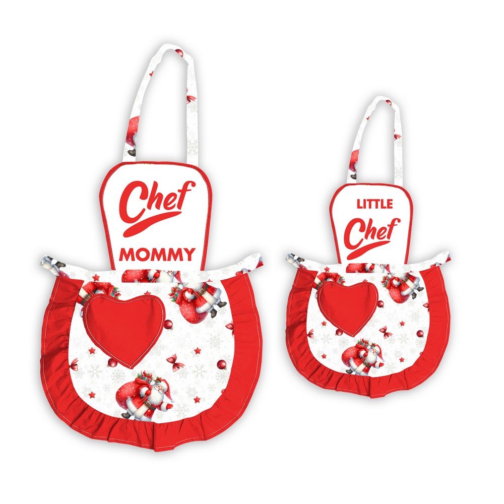 Coppia JOY Grembiulino baby + adulto con pettorina e frasi