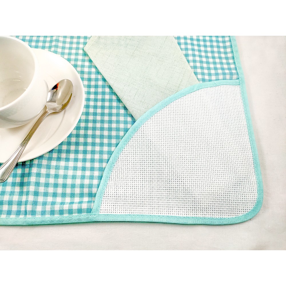 Set colazione RUBY: tovaglietta con tasca angolare in etamine + tovagliolo