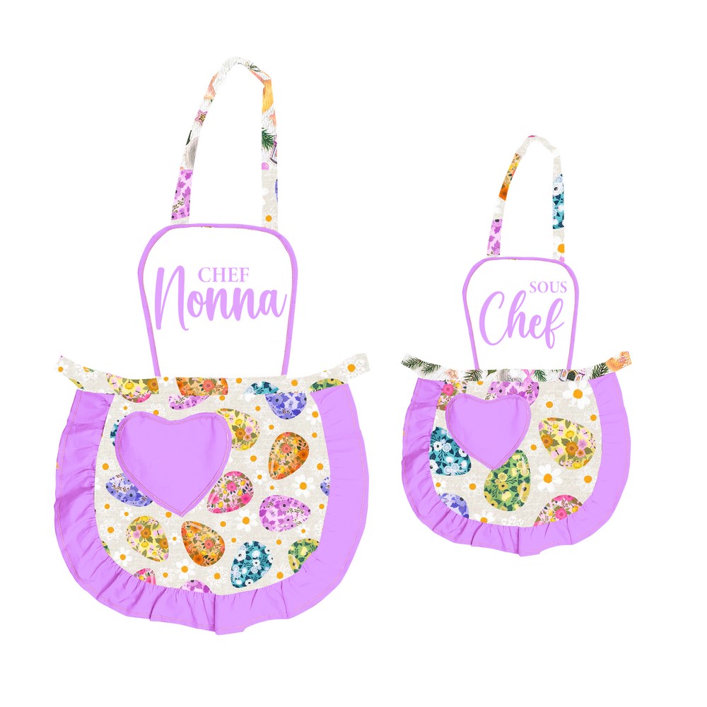 Coppia JOY Grembiulino baby + adulto con pettorina sublimatica stampata