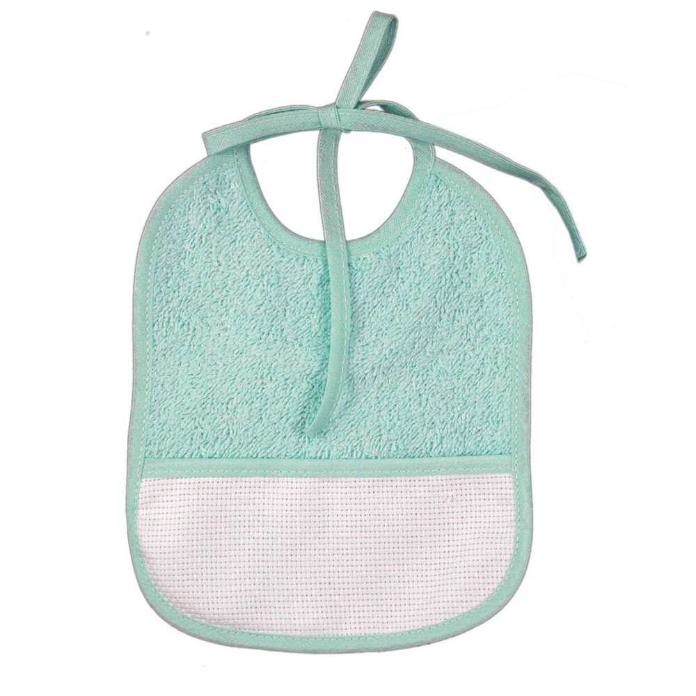 Bavaglino PLUTO cm.16x19 con tasca in etamine da ricamare