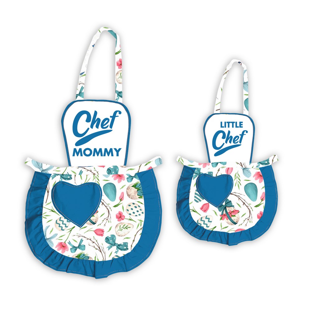 Coppia JOY Grembiulino baby + adulto con pettorina sublimatica stampata