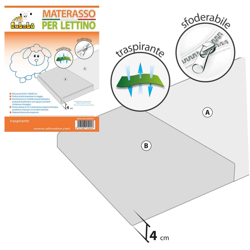 Materassino da lettino cm.120x60 alto cm.4