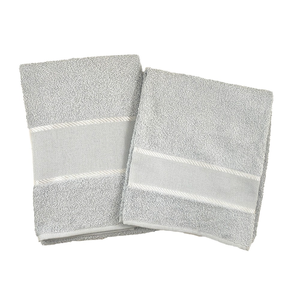 Coppietta spugna RICAMA TU:asciugamano+ospite con banda in etamine da ricamare