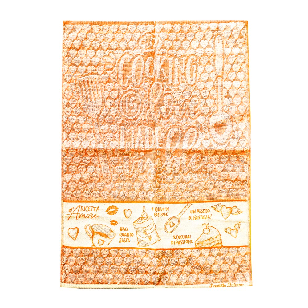 Strofinaccio RICETTE D'AMORE  cm.50x70 base colorata