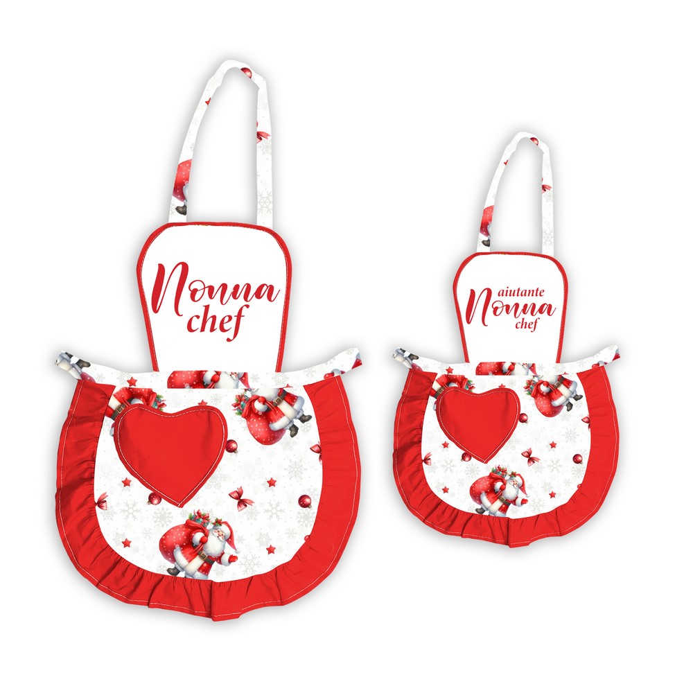 Coppia JOY Grembiulino baby + adulto con pettorina e frasi