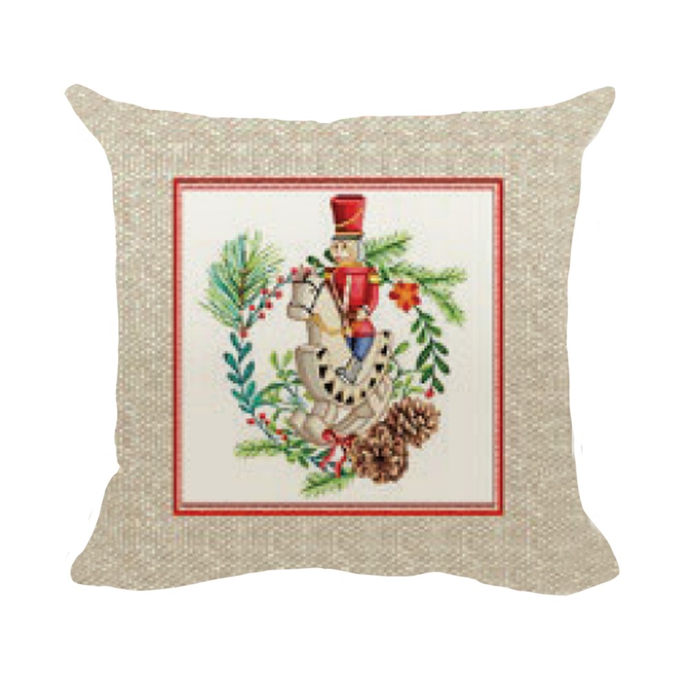 Fodera cuscino gobelin cm.45x45 con cerniera DISEGNI BABBO/SCHIACCIANOCI  sfusa