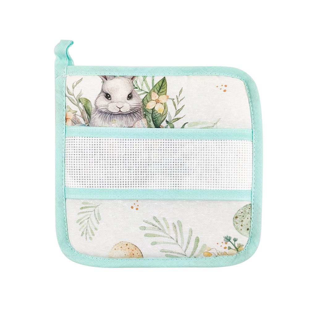 Presina tonda o quadrata con etamine per ricamo GREEN RABBIT