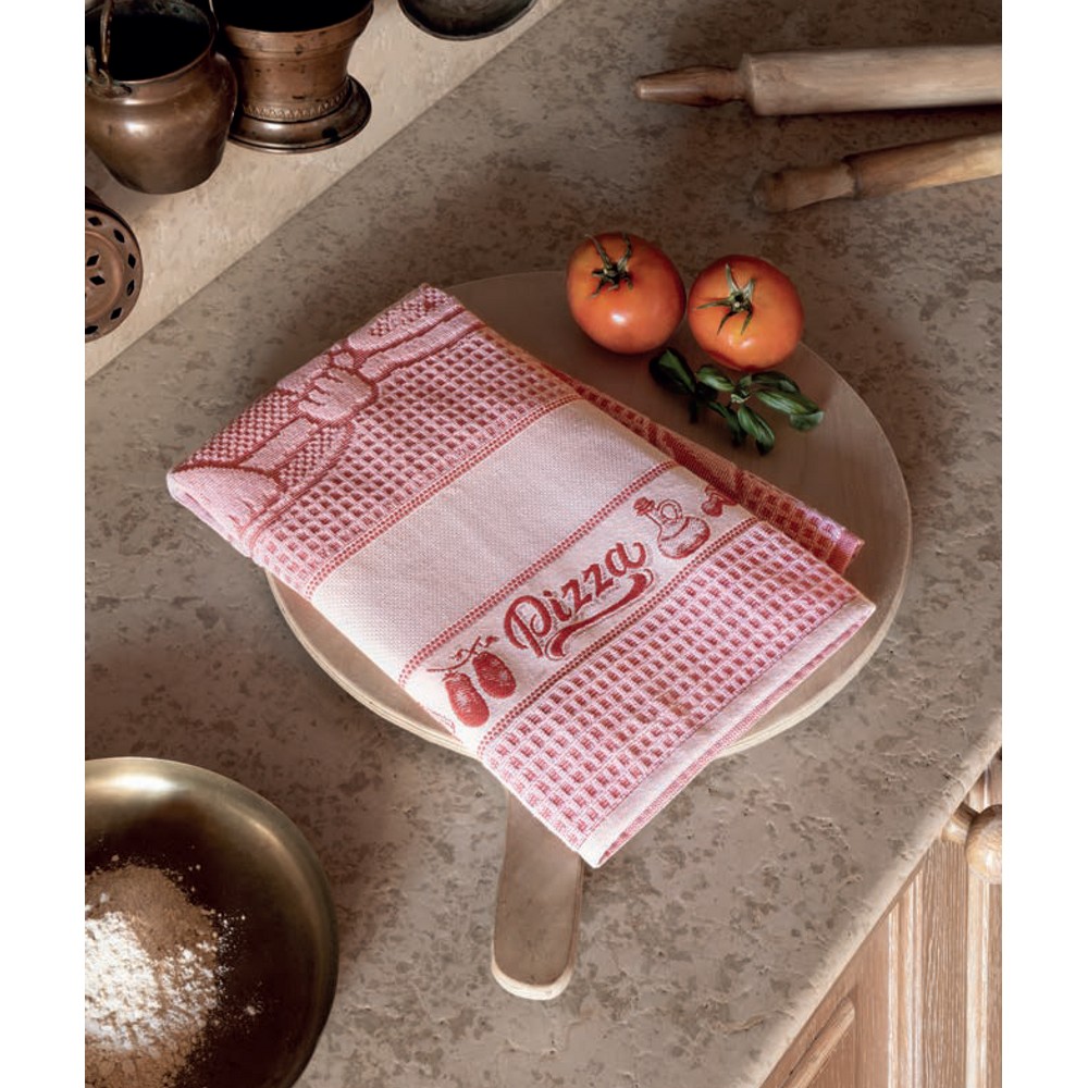 Strofinaccio PIZZA CHEF  cm.50x70 base colorata con etamine