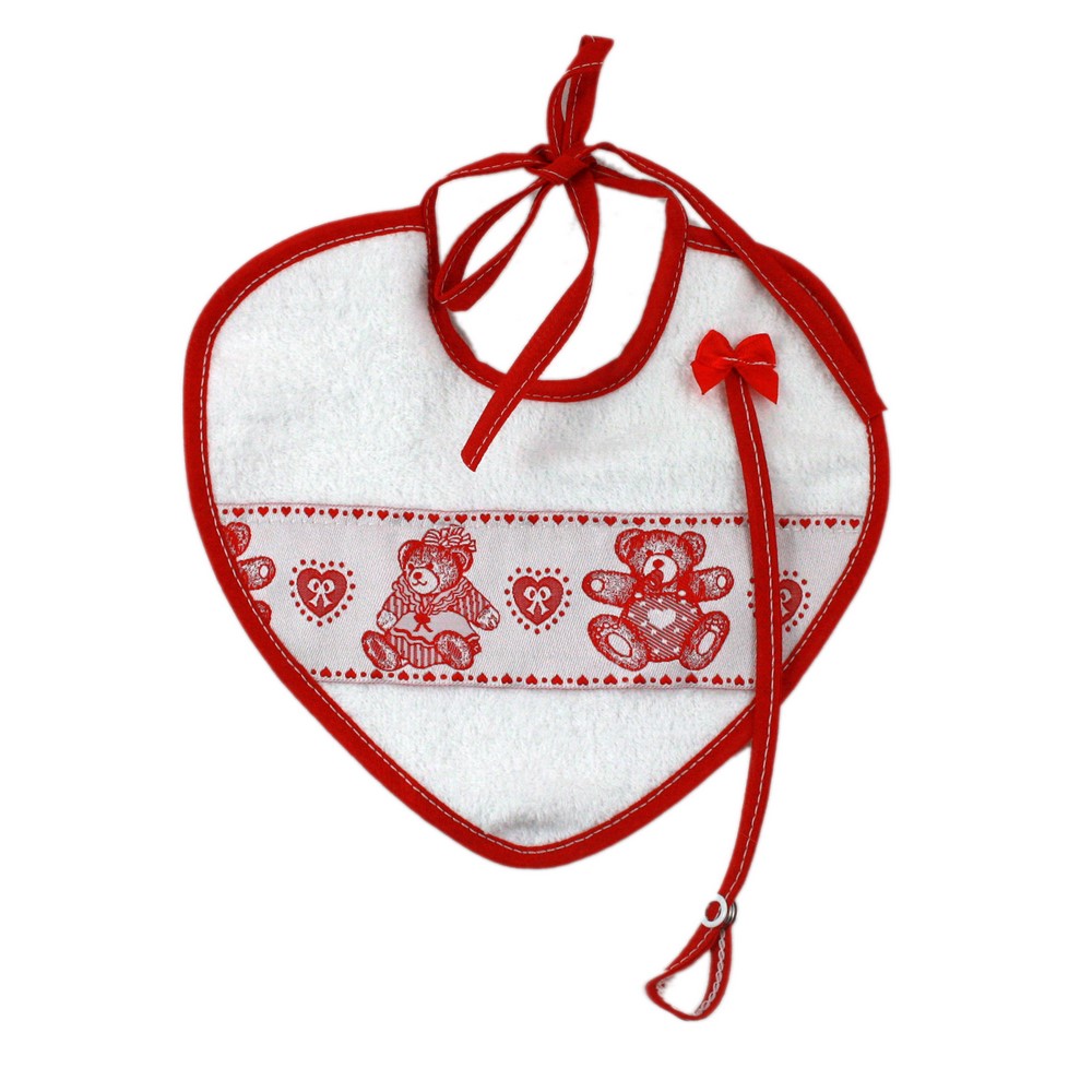 Bavaglino TED cm.21x20 a forma di cuore con portaciuccio