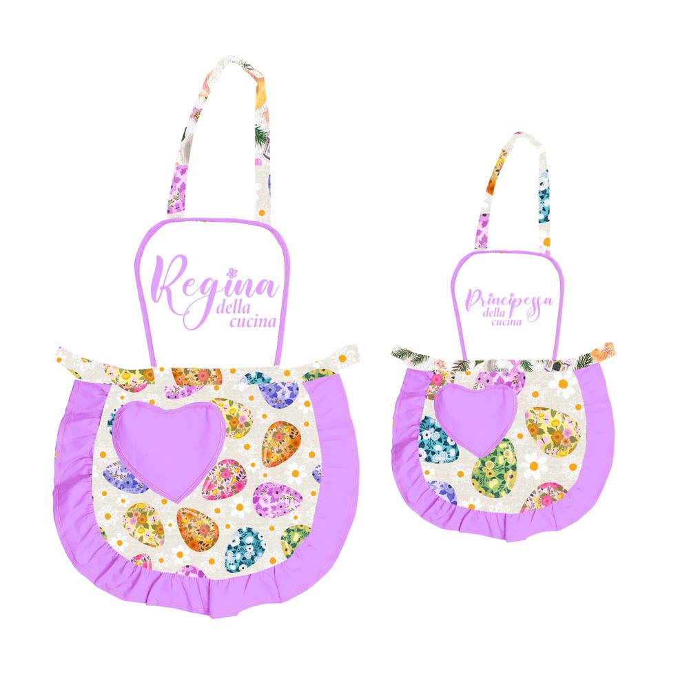 Coppia JOY Grembiulino baby + adulto con pettorina sublimatica stampata