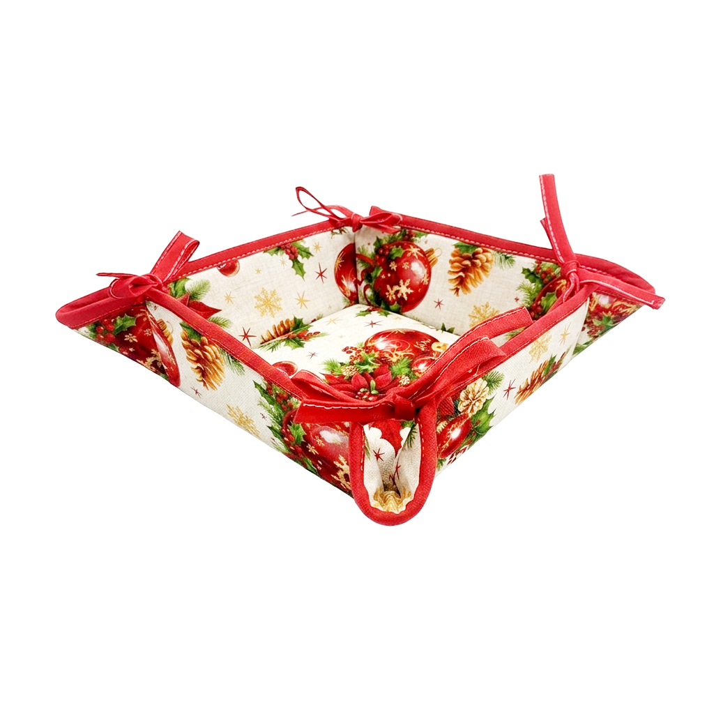 Portapane imbottito CHRISTMAS cm.20x20 con laccetti VOCAR