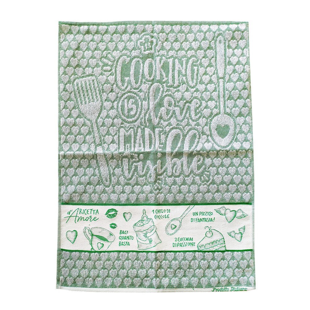Strofinaccio RICETTE D'AMORE  cm.50x70 base colorata