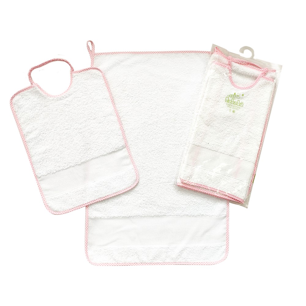 Completo 2 pz. AIDA:asciugamano+bavetta con elastico da ricamare