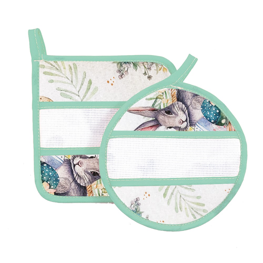 Presina tonda o quadrata con etamine per ricamo GREEN RABBIT