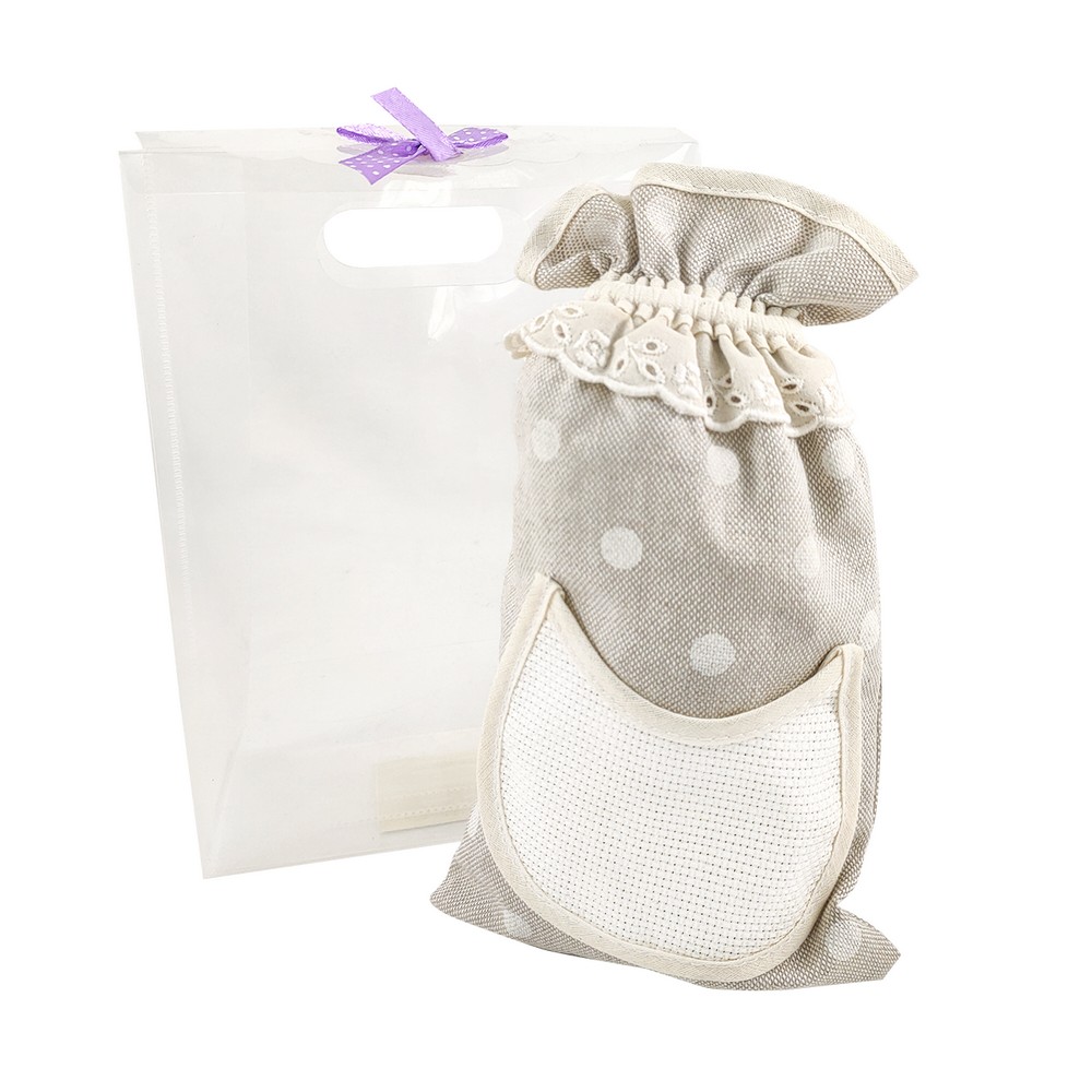 Portabiberon MIRO' con tasca in etamine da ricamare