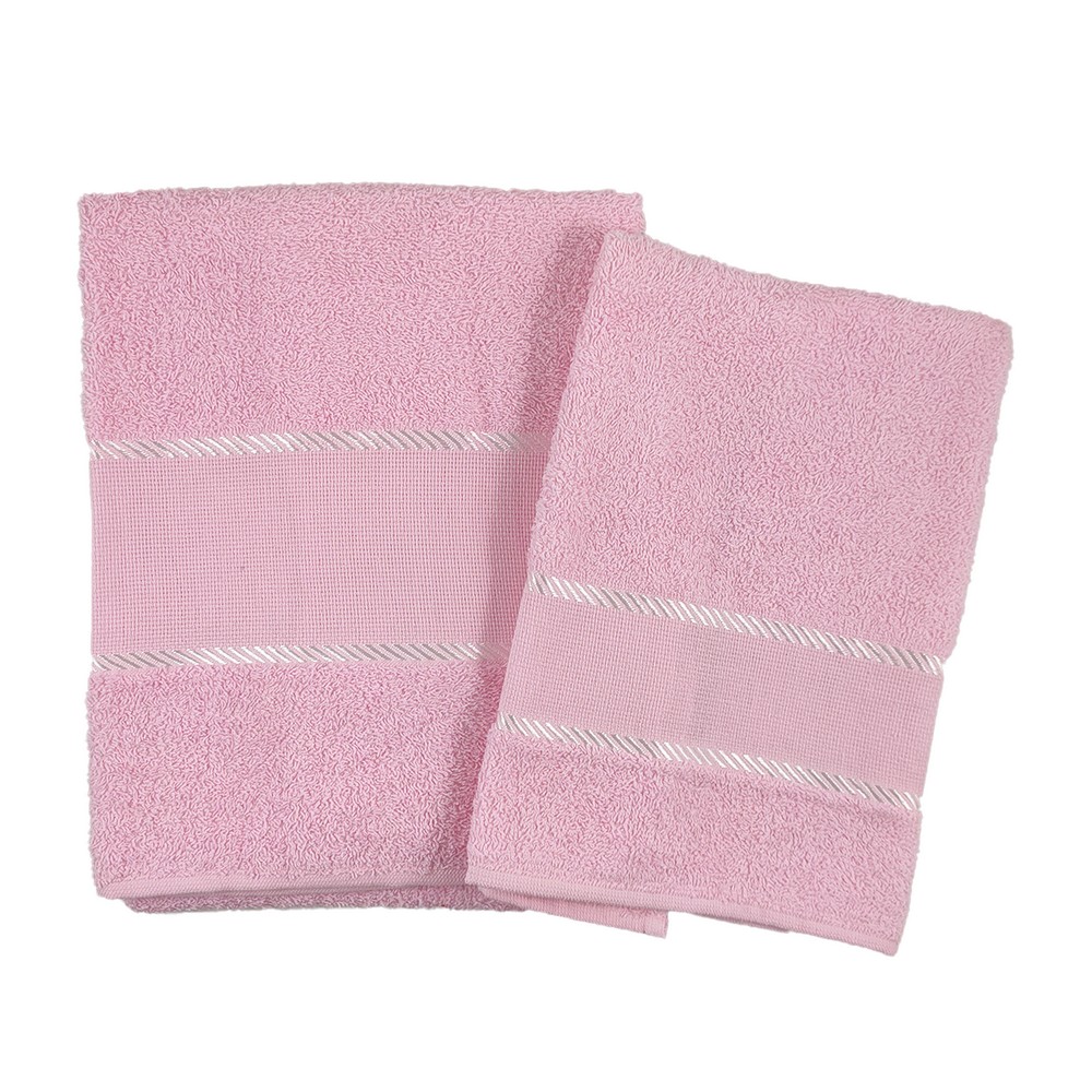 Coppietta spugna RICAMA TU:asciugamano+ospite con banda in etamine da ricamare