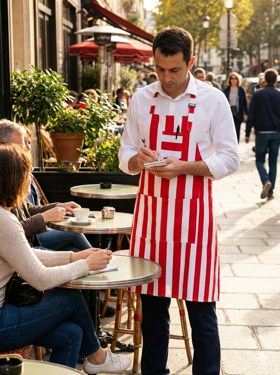 Grembiule con fibbia intero STRIPES con tascone centrale, taschino, allacciatura con fibbia