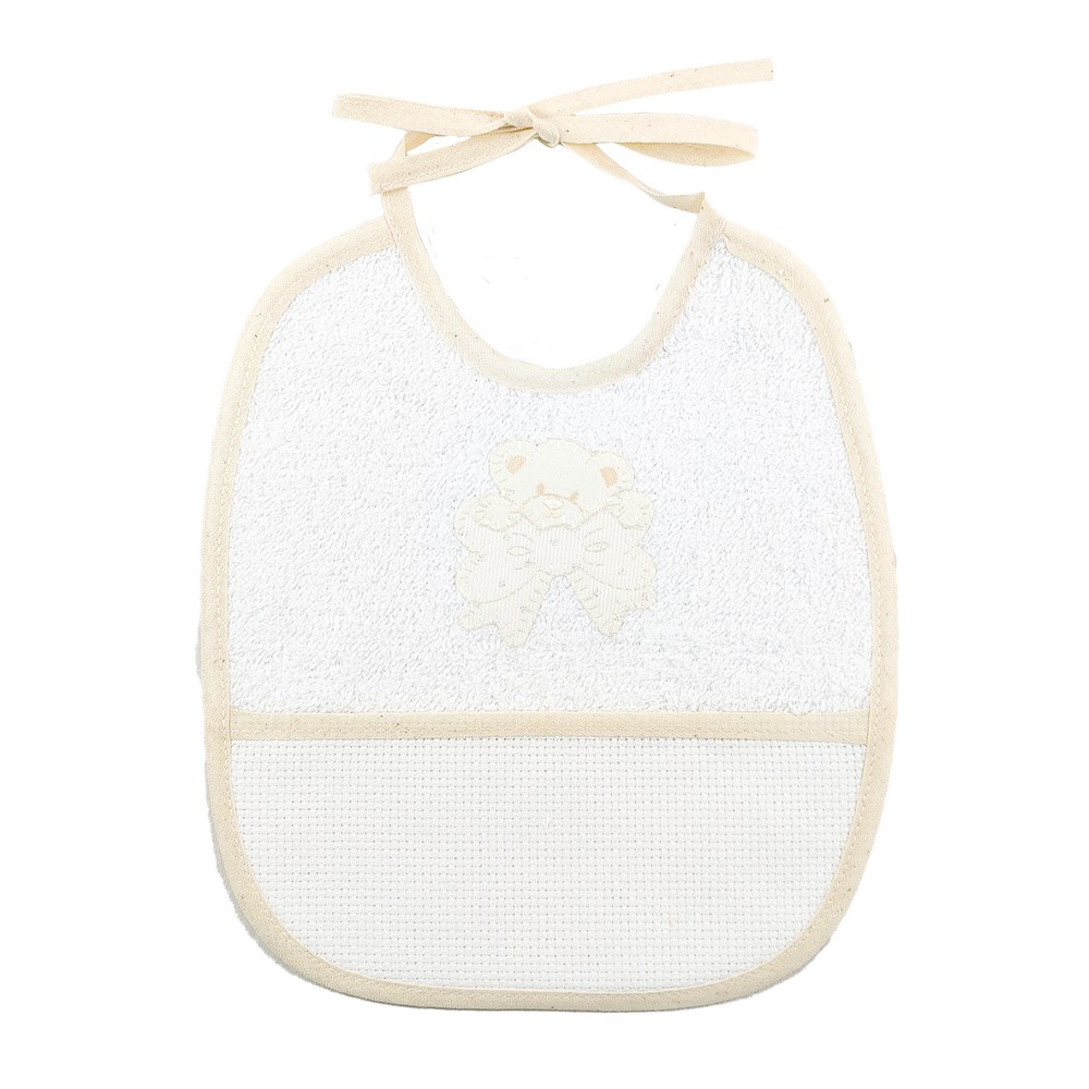 Bavetta ORSETTI cm.20x23 con laccetti e  tasca da ricamare